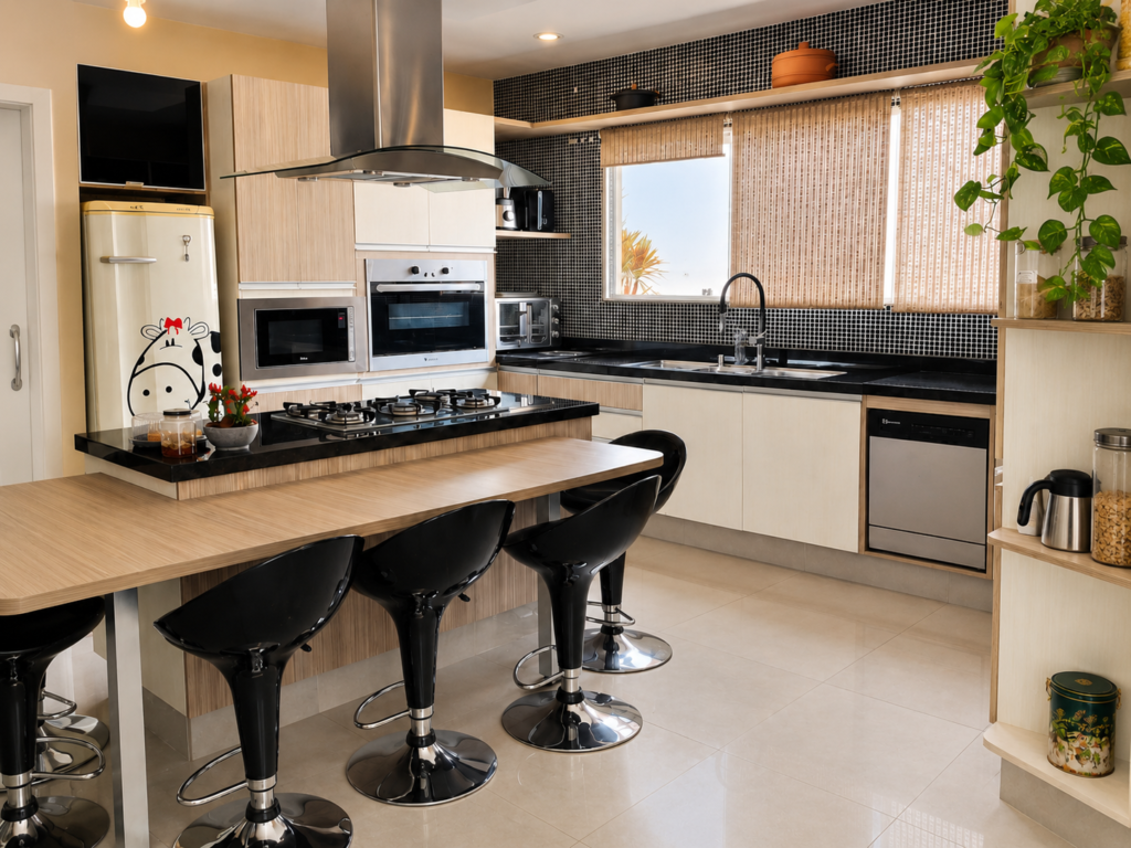 Cozinha organizada como parte da limpeza diária da casa