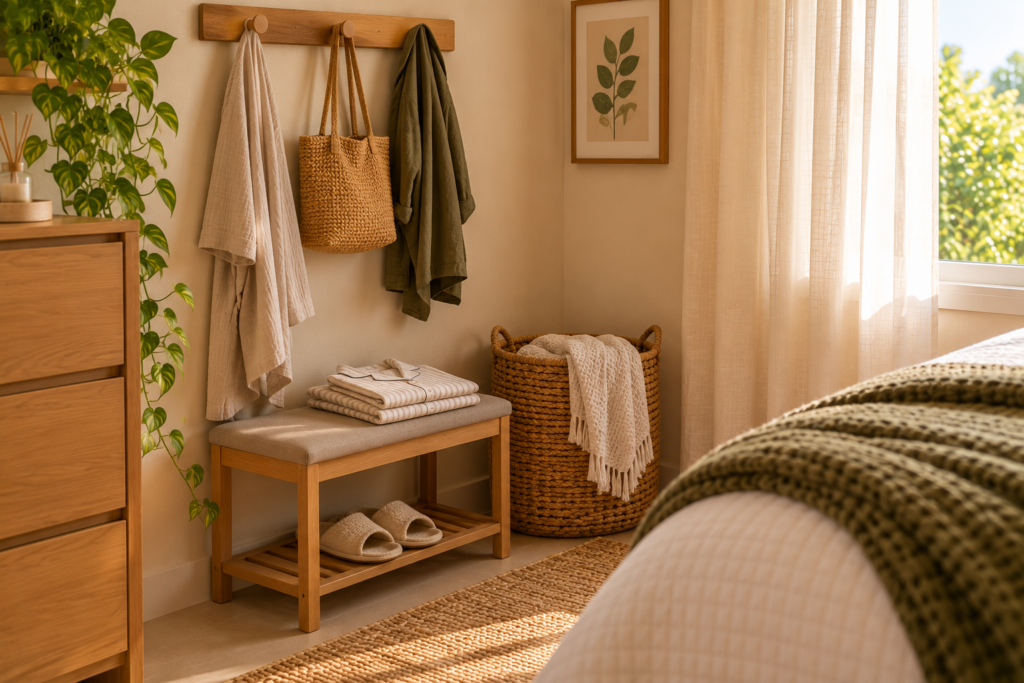 Lugar para guardar roupas usadas e manter o quarto organizado