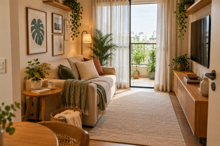 Como decorar sala pequena gastando pouco com móveis compactos plantas e iluminação aconchegante